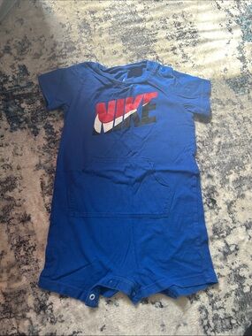 Nike Royal Blue Infant Romper with Tricolor Logo